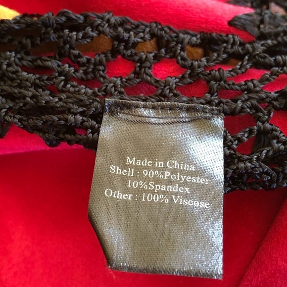 T &W Designs Colorblock Patchwork Faux Suede & Black Crochet Cardigan Size L - Picture 6 of 7